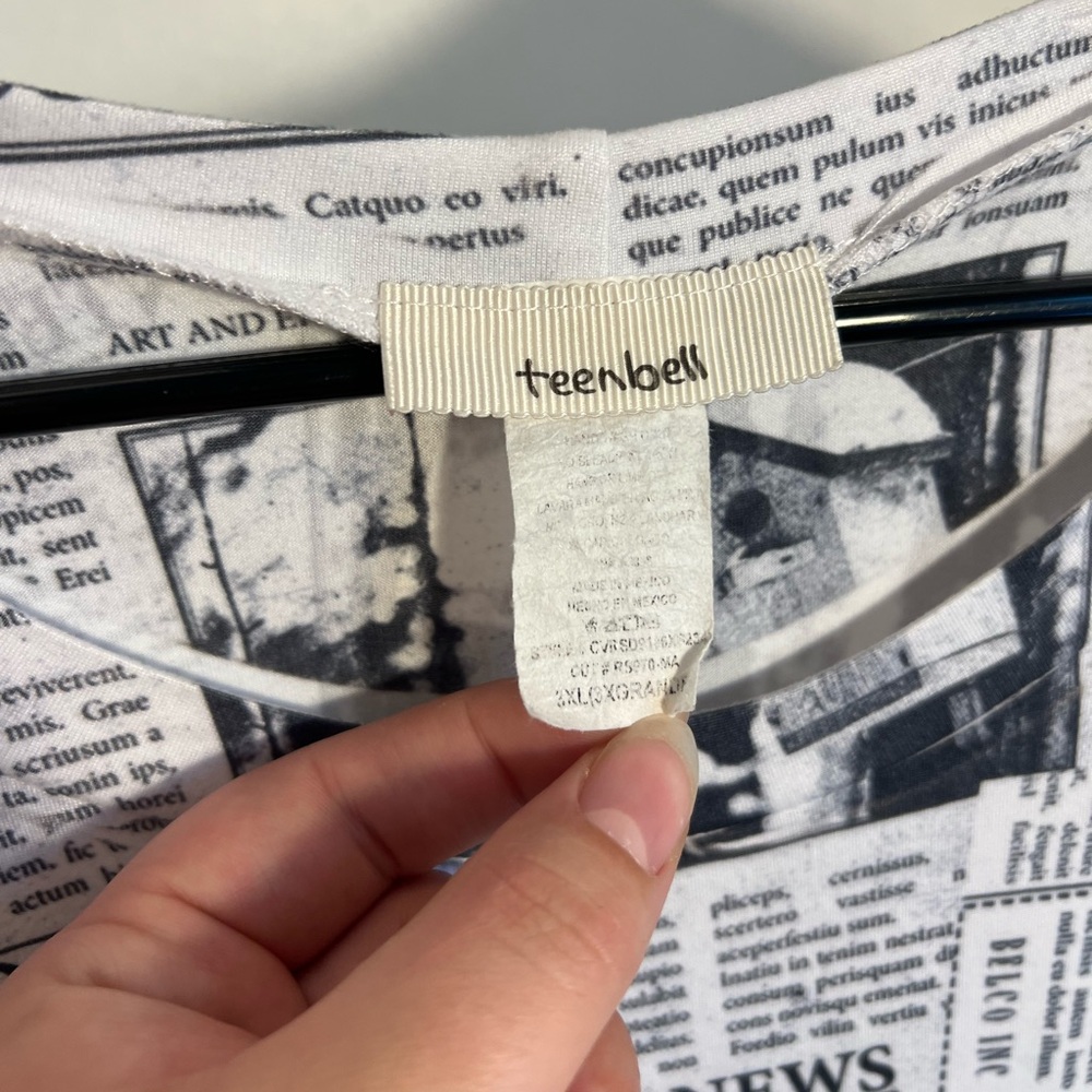 Teenbell Newspaper print dress, size 3XL (fits like a 1X)